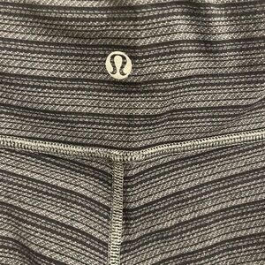 lululemon athletica Black and Gray Striped Cropped Pants